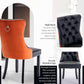Leather Dining Chair Set Of 2 Tufted Black And Orange