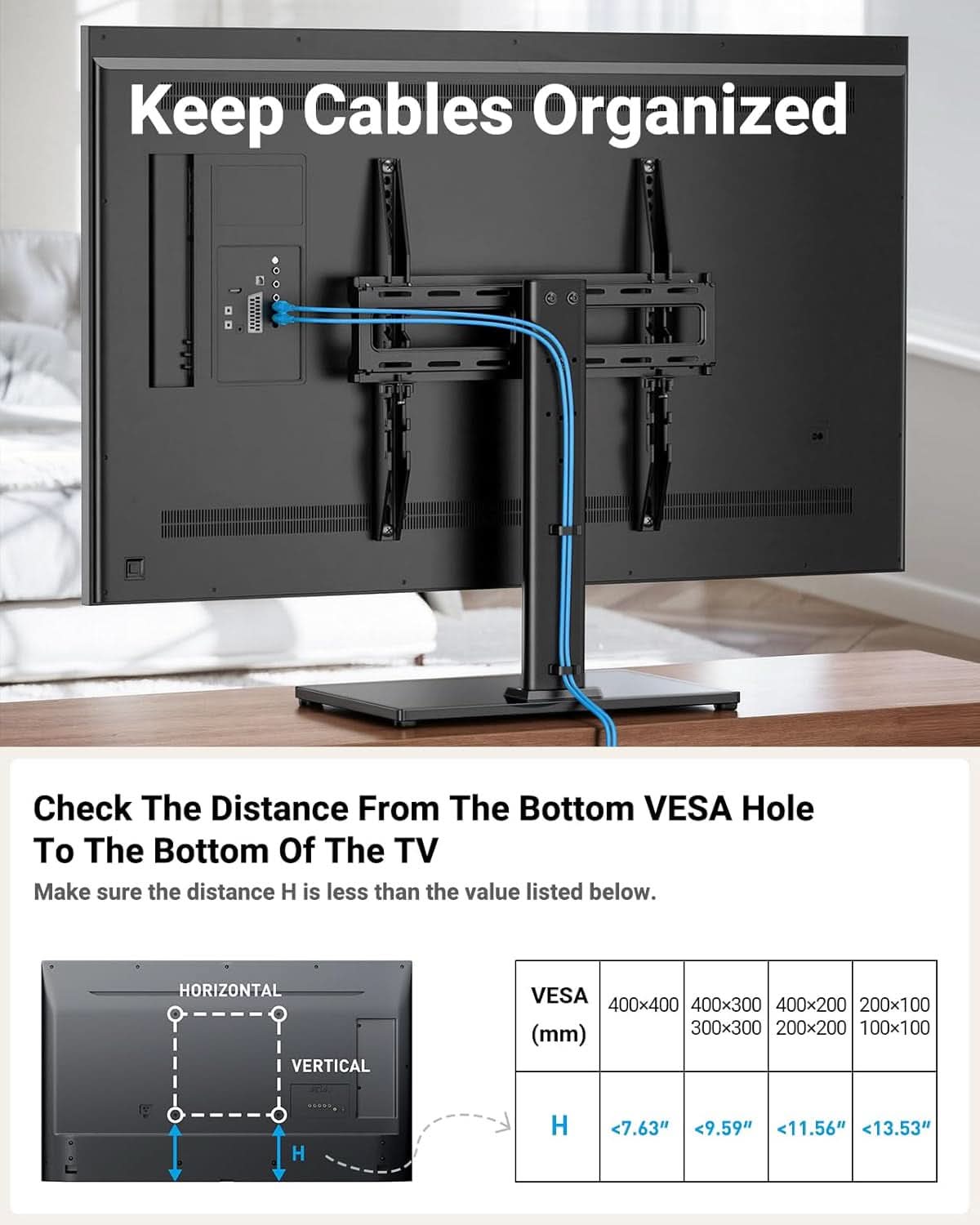 Universal Swivel TV Stand With Tempered Glass Base