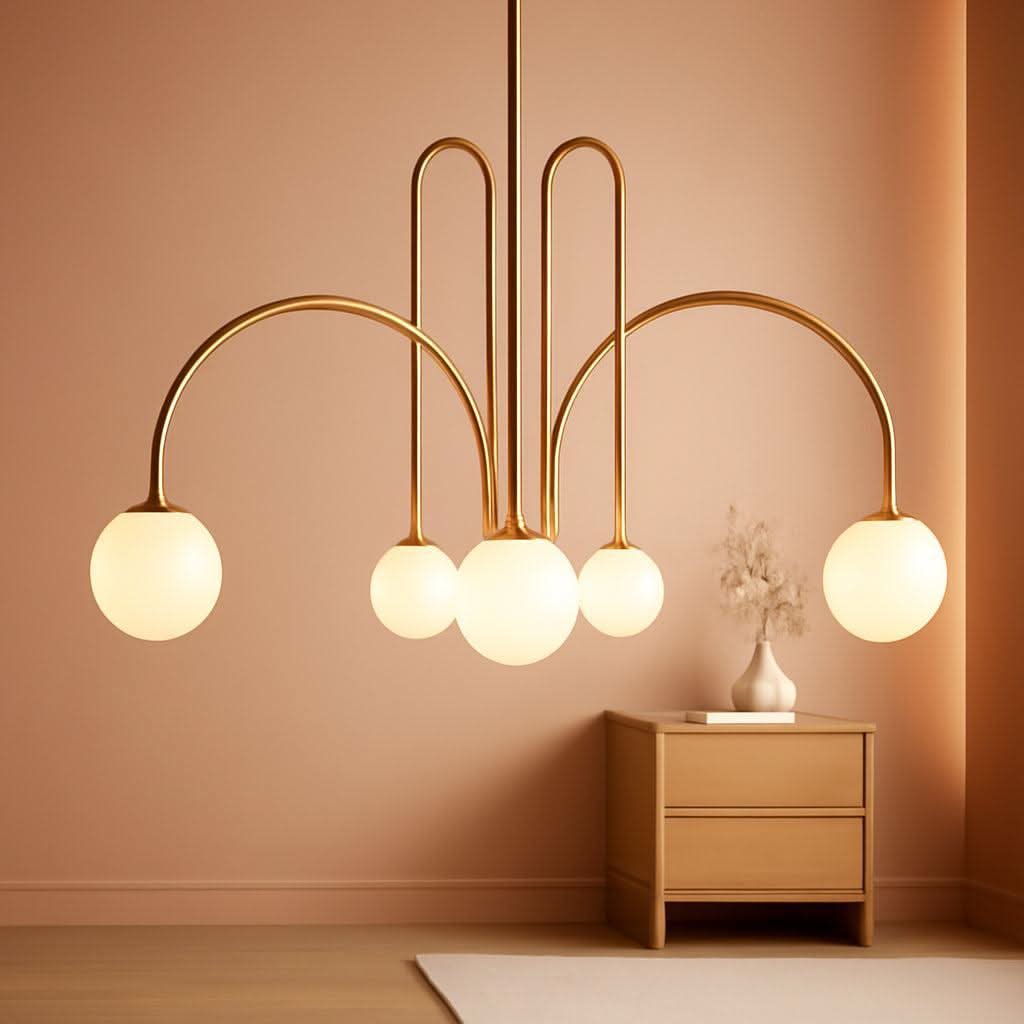Gold Sputnik Chandelier Six Light Ceiling Pendant Light