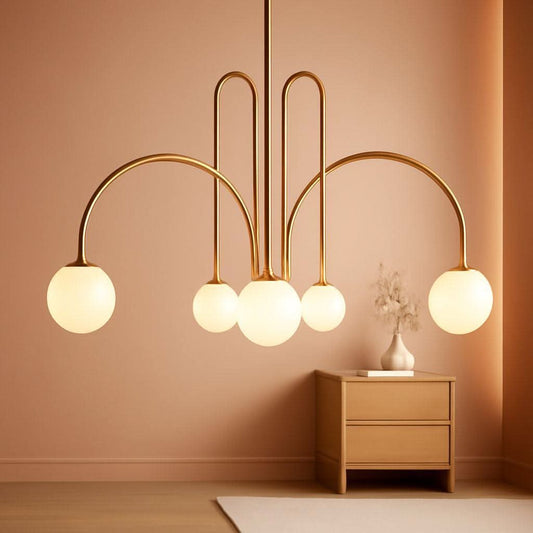 Gold Sputnik Chandelier Six Light Ceiling Pendant Light