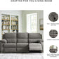 Contemporary Manual Reclining Sofa Gray Upholstery