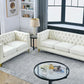 Velvet Beige 80-Inch Sofa Set With 58-Inch Loveseat And Gold Nail Heads