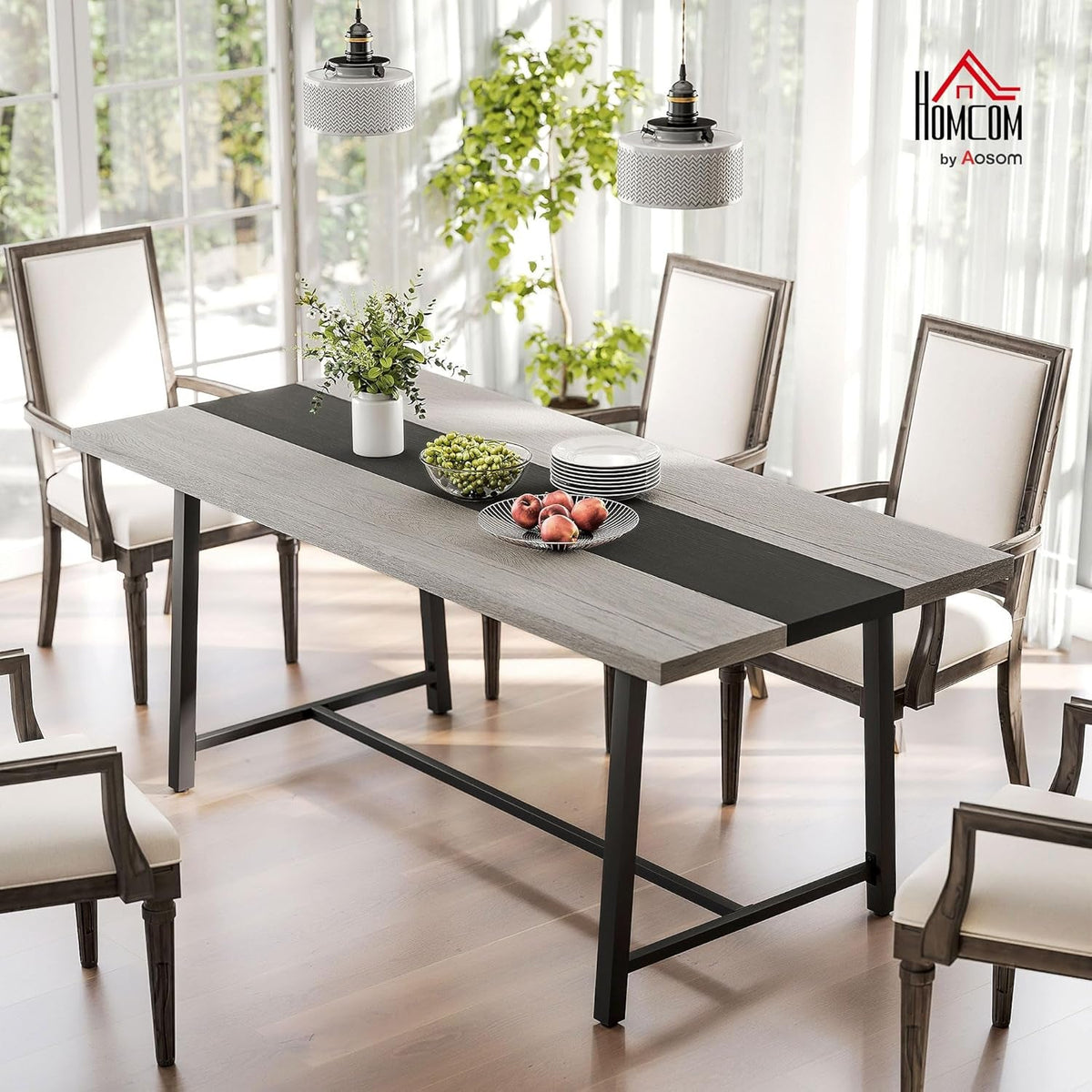 Industrial Dining Table 70.9 Inches Distressed Gray