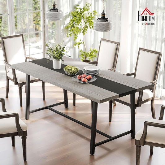 Industrial Dining Table 70.9 Inches Distressed Gray