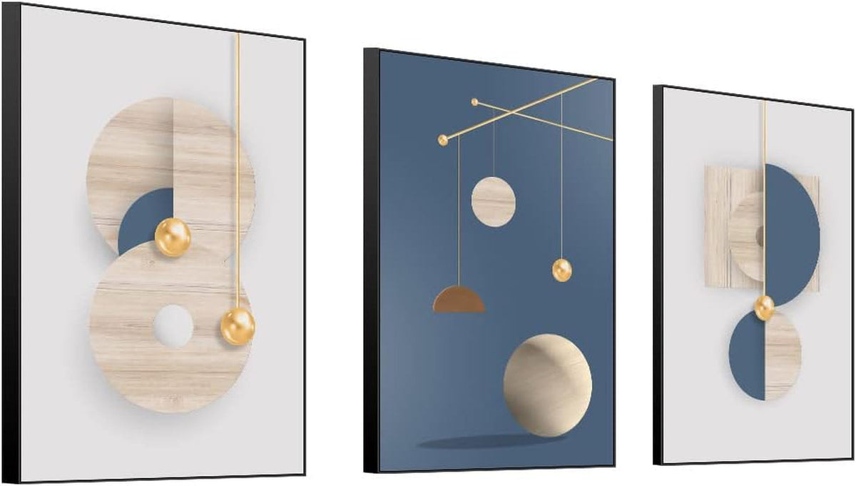 Geometric Multicolor Wall Art Canvas Three Piece 16x24