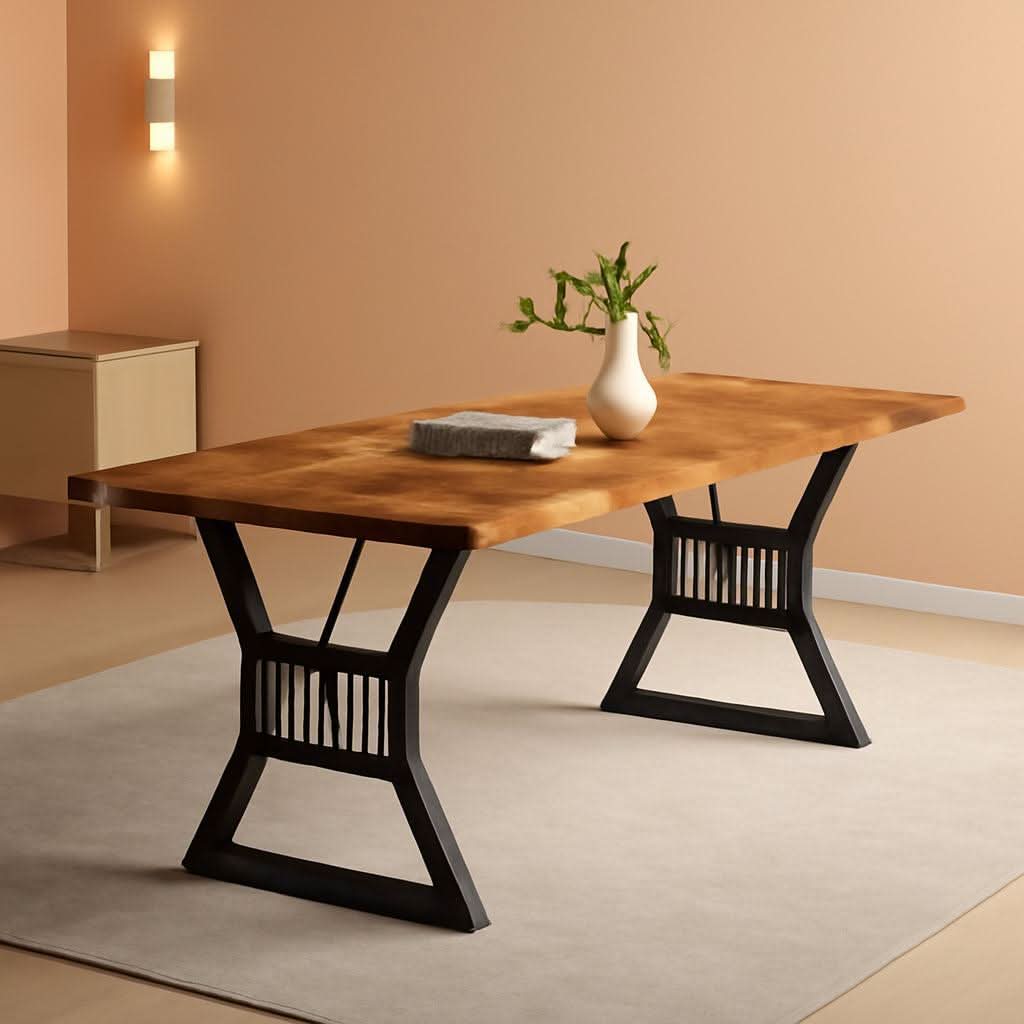 70.8 Inch Farmhouse Dining Table With Heavy Duty Metal Legs