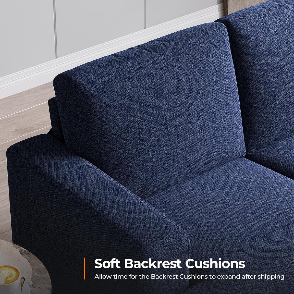 89 Inch Navy Blue Deep Seats Oversized Sofa Living Room-3