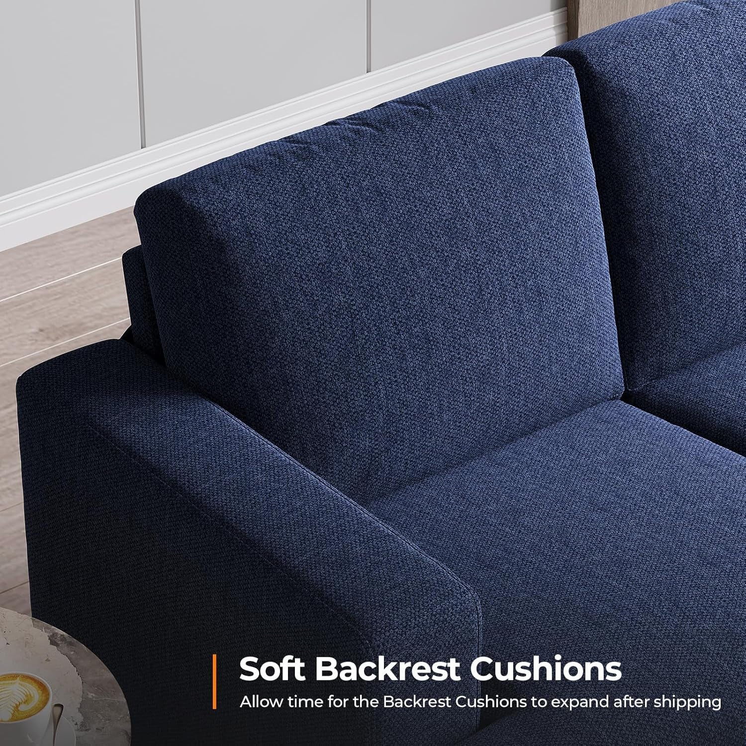 89 Inch Navy Blue Deep Seats Oversized Sofa Living Room-3