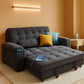 58 In Sleeper Sofa Bed DarkGrey Foldable Side Table Space Saving