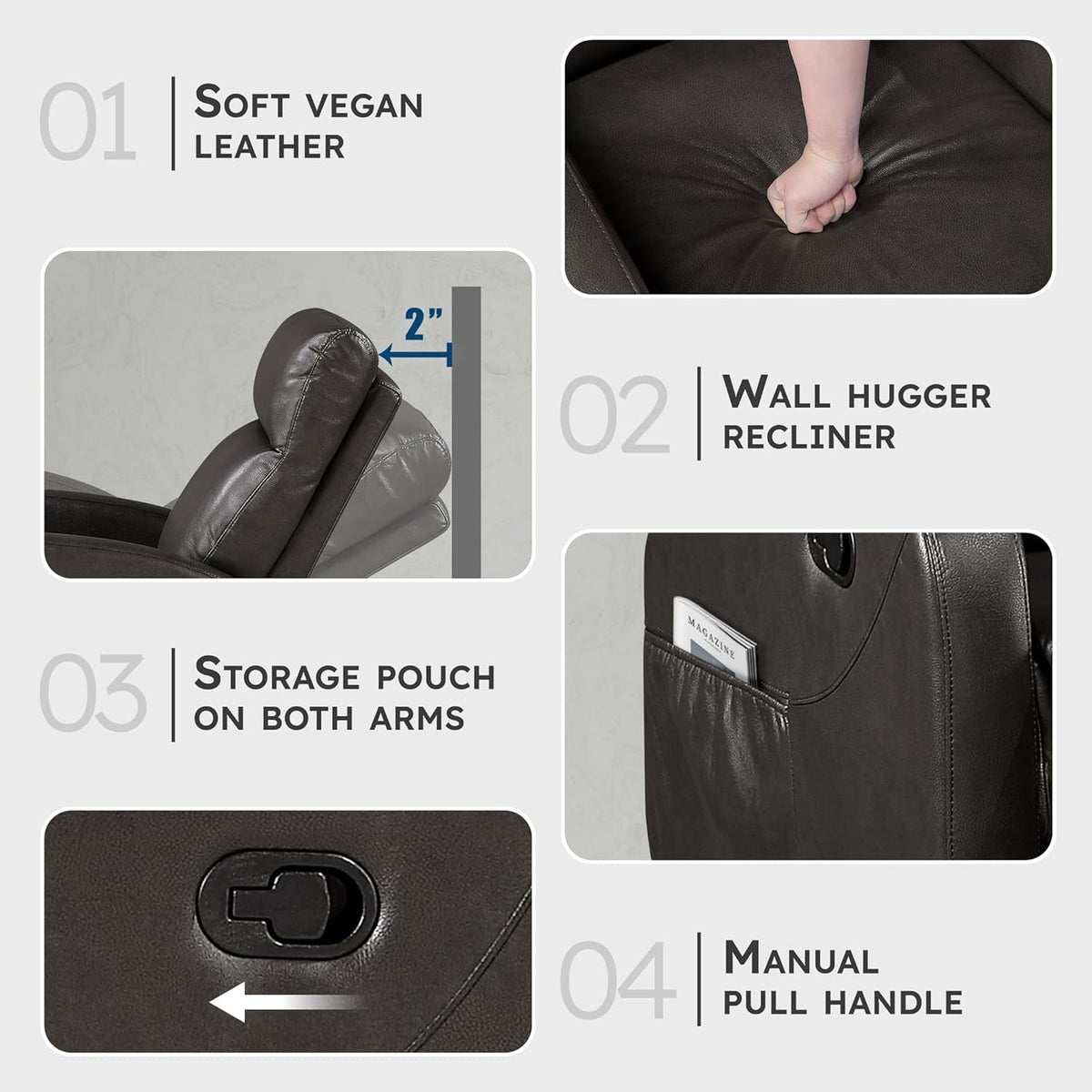 Espresso Manual Reclining Loveseat For Living Room