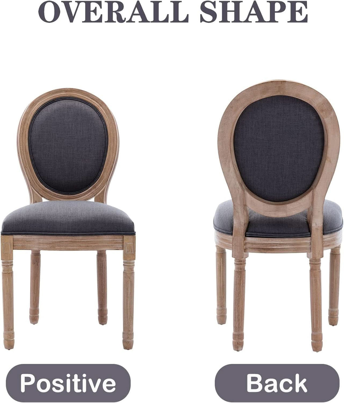 French Country Dining Chairs Set of 4 Oak Wood Round Back
