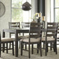 Brown Rectangular Dining Table Set Upholstered Chairs
