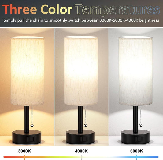 Bedside Table Lamps Set With ThreeColor Temperatures