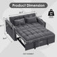 Velvet Charcoal Gray Adjustable Convertible Sleeper Sofa-1