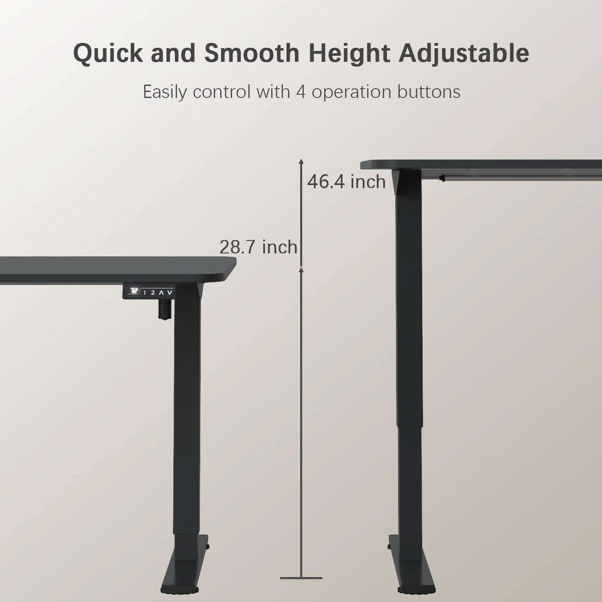 Electric Height Adjustable Standing Desk 55 X 24 Inches-2