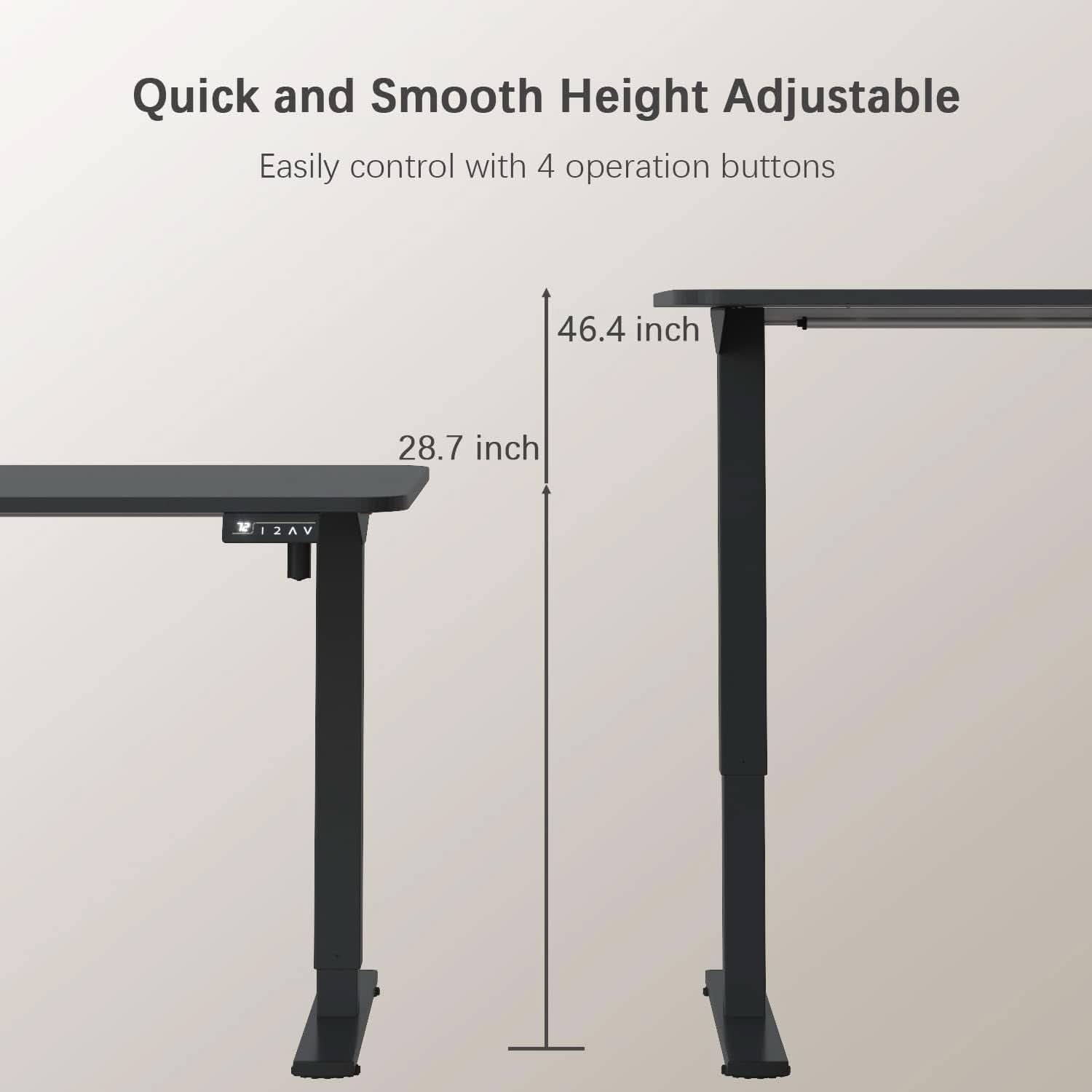 Electric Height Adjustable Standing Desk 55 X 24 Inches-2