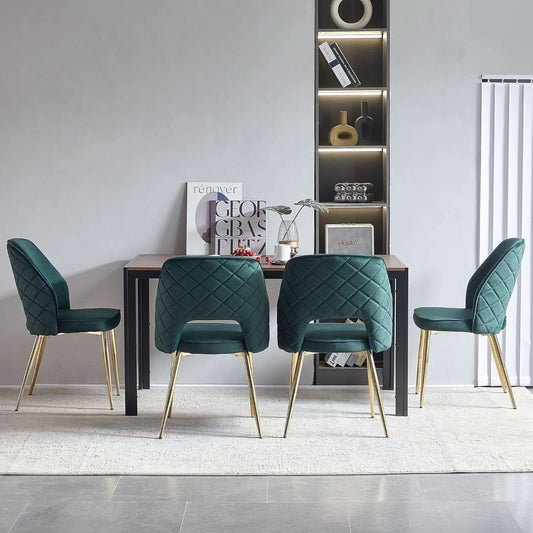 Forest Green Velvet Upholstered Dining Chairs Gold Legs