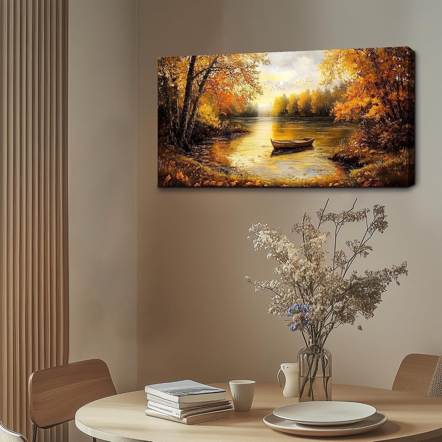 Gold Autumn Landscape Canvas Decor Wall Art 29x57 Inches