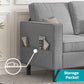 Light Grey Living Room Sofa Set With Movable Ottoman-3