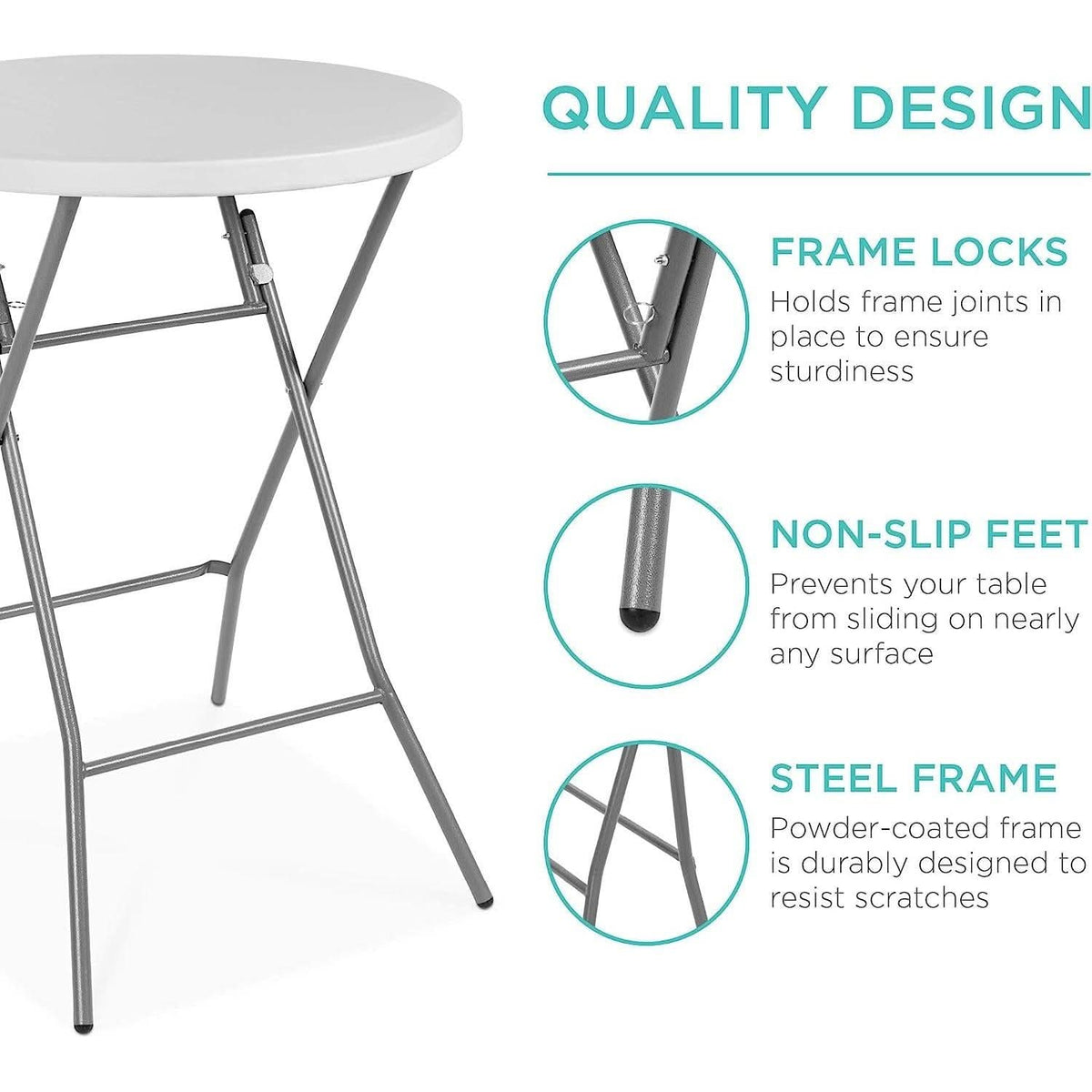 Bar Height Folding Table Indoor Outdoor Patio Table