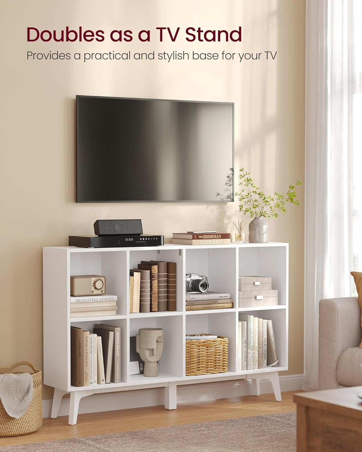 Cloud White Eight Compartment Modular Bookcase System