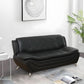 3 Piece Faux Leather Sofa Set For Living Room Black 3 Seater Sofa Loveseat Armchair