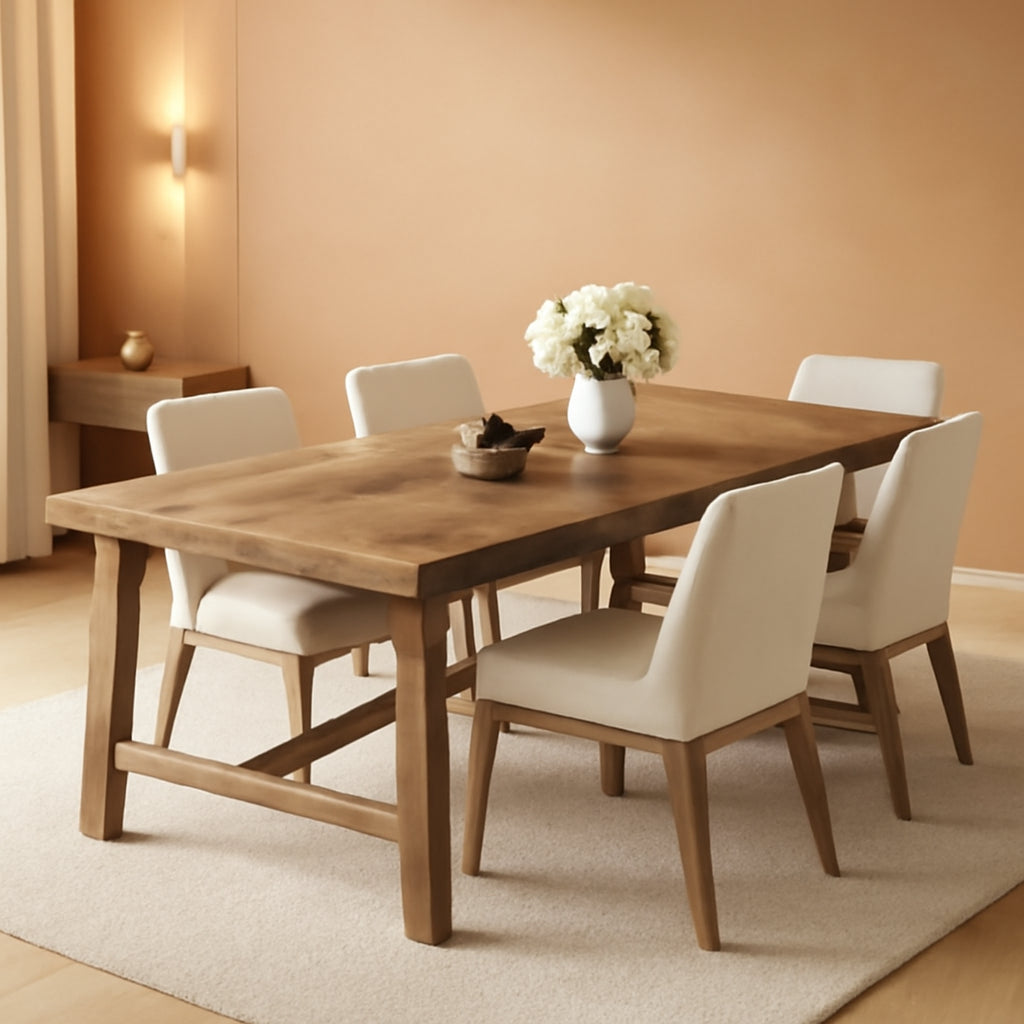 70.9 Inch Farmhouse Dining Table Natural Reinforced