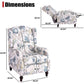 Upholstered Wingback Recliner Chair Blue Floral Elegant