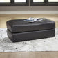 Contemporary Black Cushioned Rectangular Ottoman Finish