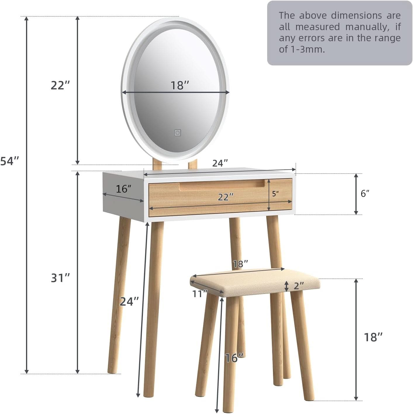 Makeup Vanity Table Compact With Illuminated Mirror