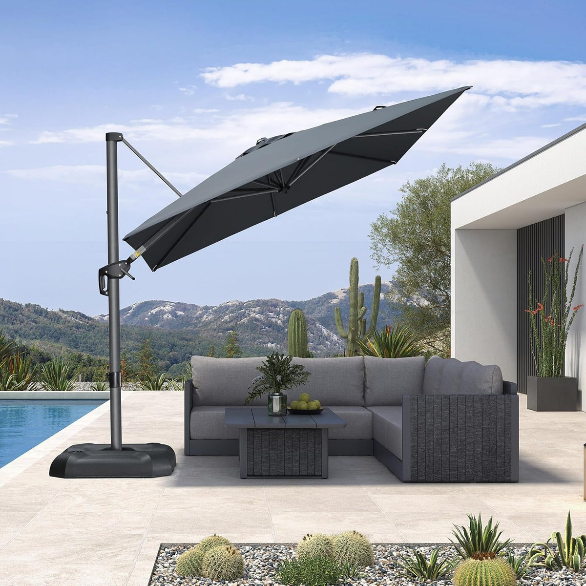 Outdoor Umbrella 8x8 Square Grey Premium Grade All Weather