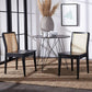 Dining Chairs Set Of 2 Black Natural Rattan Back For Dining Room