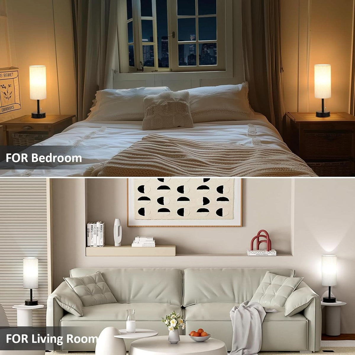 Bedside Table Lamps Set With ThreeColor Temperatures