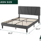 Queen Size Upholstered Bed Frame With Asymmetric Headboard