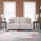 Beige Manual Reclining Sofa Featuring Plush Tufting