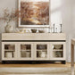 Oak Sideboard Buffet With Glass Doors Light Finish