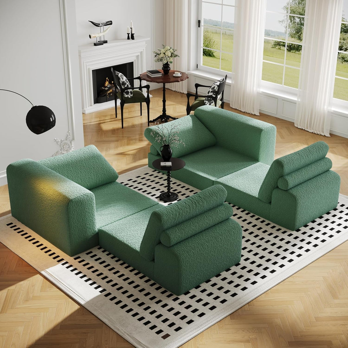 Green Modular Sectional Sofa With Configurable Sections