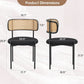 Set Of 4 Dining Chairs Mid Century Modern Rattan Back Upholstered Sherpa Black