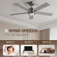 52 Inch Brushed Nickel Ceiling Fan Remote Controlled