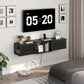 Black Floating TV Stand With Integrated Power Outlet USB