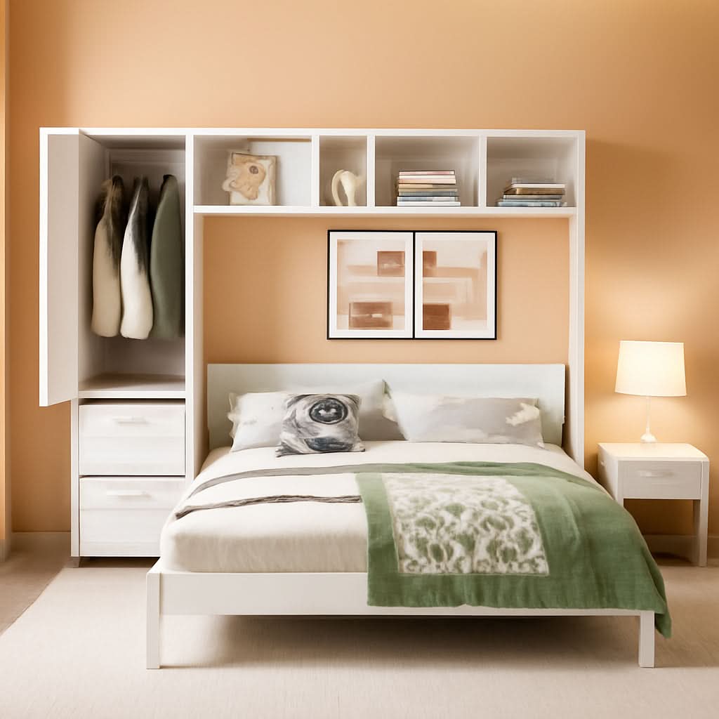 Snow White Murphy Wall Bed Industrial Locking Mechanism-0