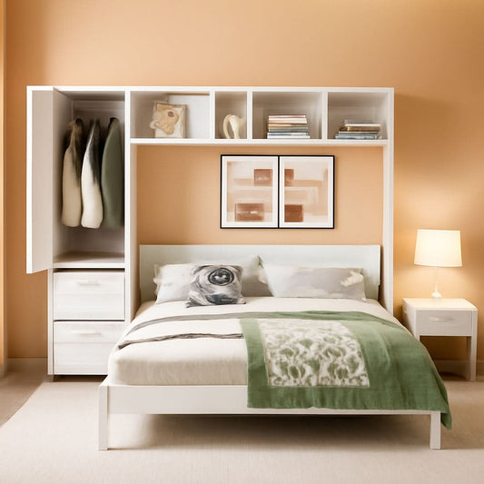 Snow White Murphy Wall Bed Industrial Locking Mechanism-0
