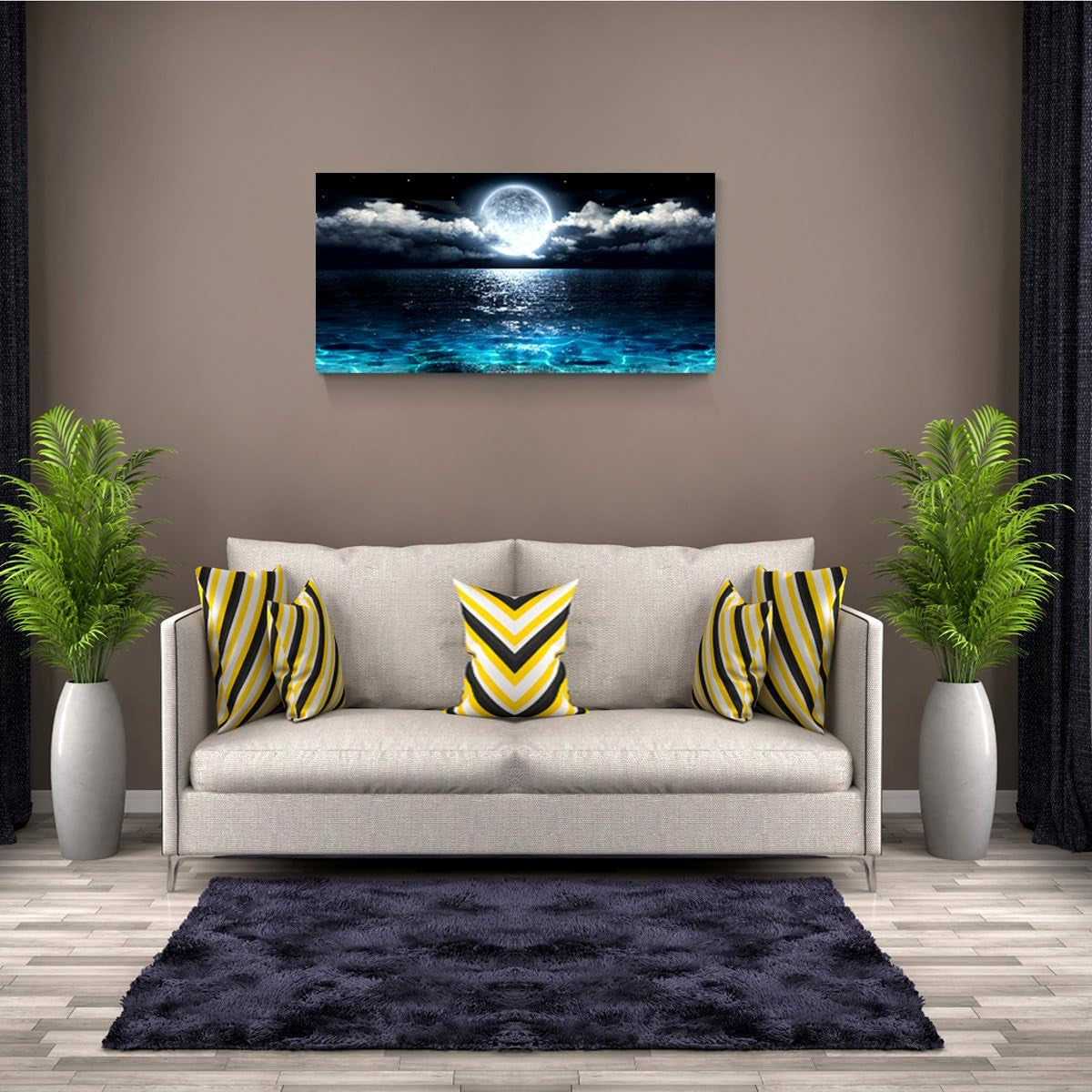 Canvas Wall Art High Definition Moonlit Ocean Landscape