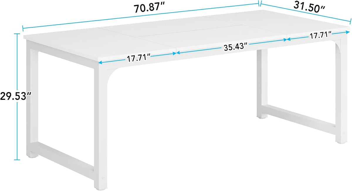White Rectangular Dining Table 71 Inches Household
