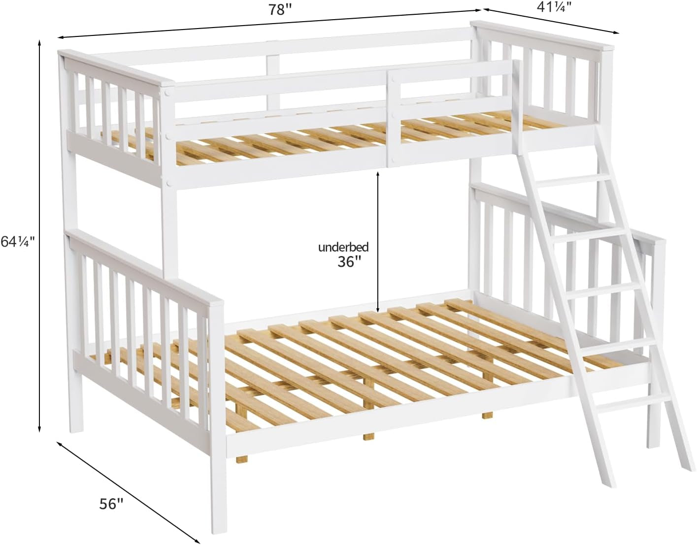 Premium Convertible Twin Over Full Bunk Bed With Rails