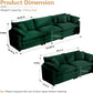 Oversized 2 Piece Sofa Set 3 Seater Loveseat Green