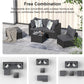 Grey 5 Piece Outdoor Patio Sectional Set With Ottoman