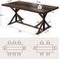71 Inch Farmhouse Dining Table Waterproof Wood Grain Top