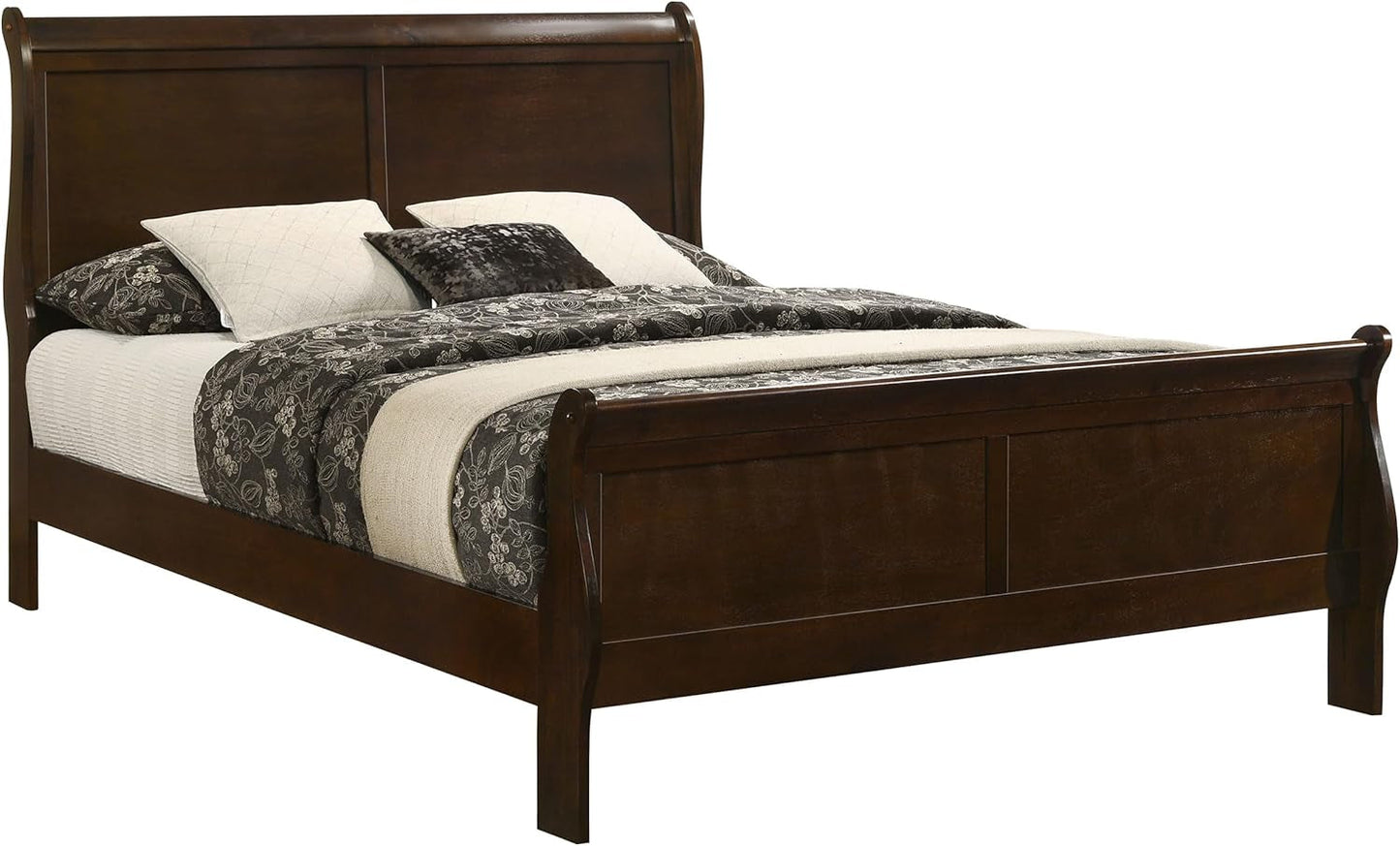 Queen Sleigh Bed Cappuccino Finish With Curvatures