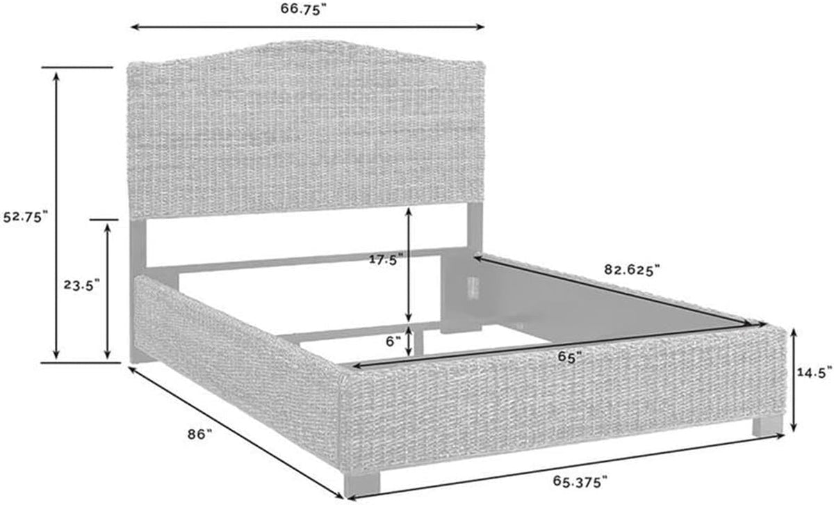 Queen Platform Bed Natural Solid Wood 600Lbs Capacity